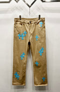 Chrome Hearts Khaki & Light Blue Cross Patch Denim Jeans