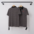 Chrome Hearts Dark Monogram Striped Short Sleeve Polo Shirt