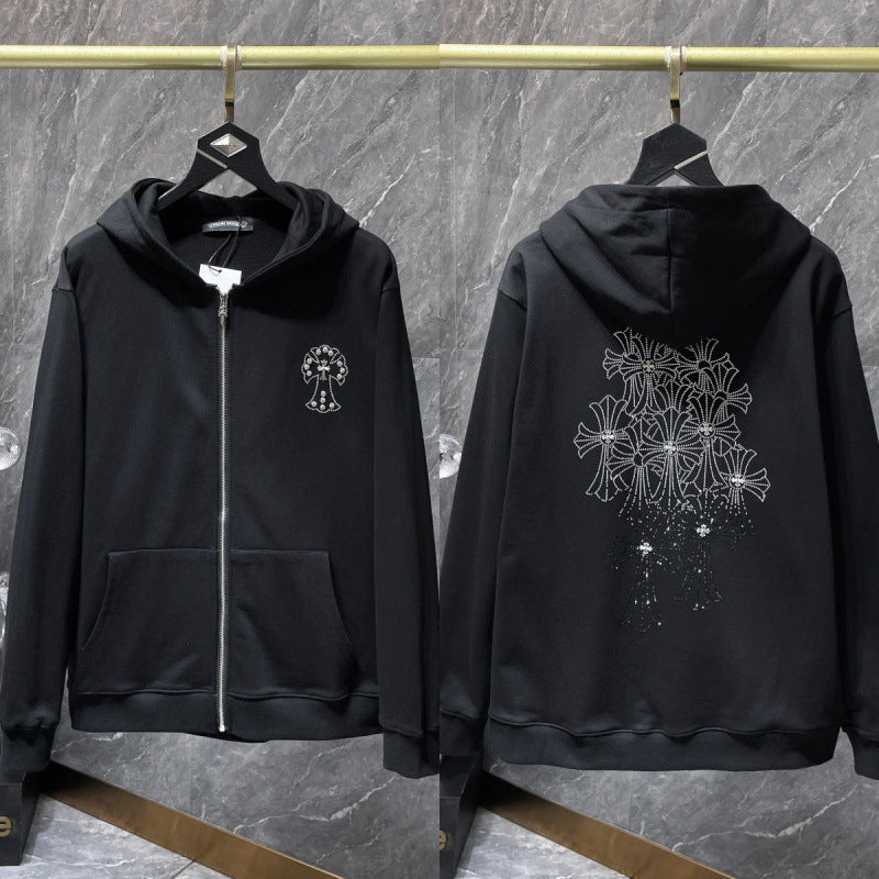 Chrome Hearts Starry Night Cross Zip-Up Hoodie (Black)
