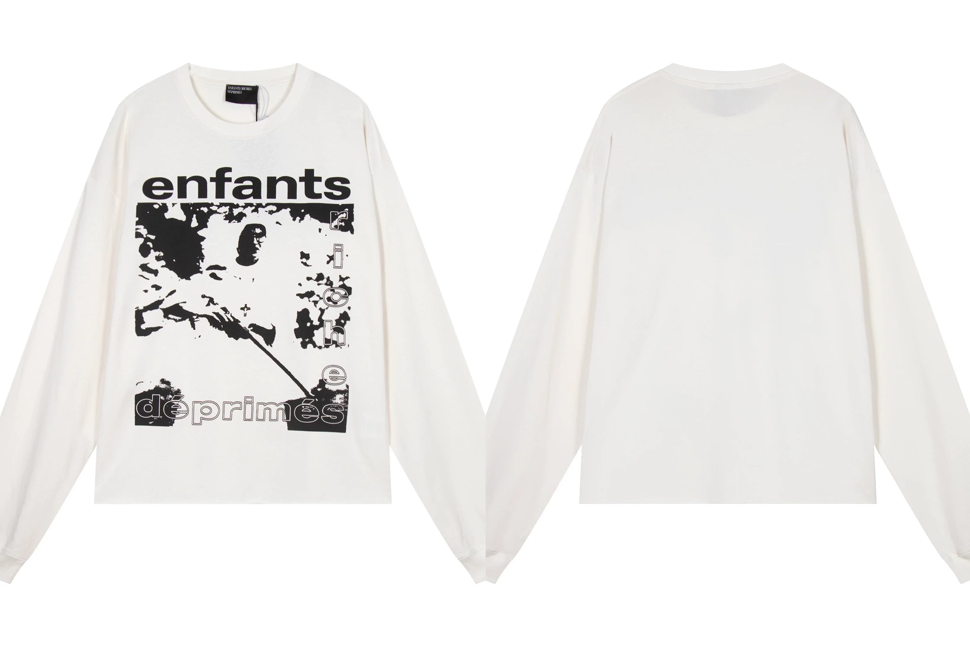 Enfants Riches Déprimés Armed Figure & Vintage Print Long-Sleeve   - White