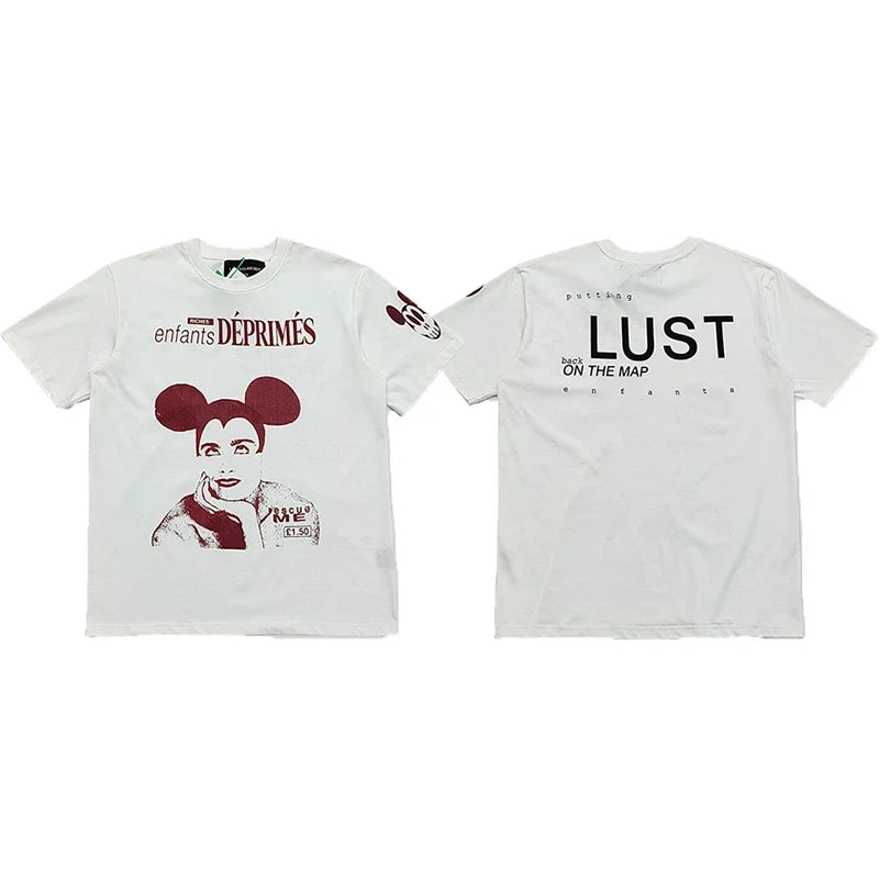 Enfants Riches Déprimés Mouse Ears Portrait & "Lust" T-Shirt - White