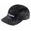 Supreme Grey Leopard Print Velvet Box Logo 5-Panel Camp Cap