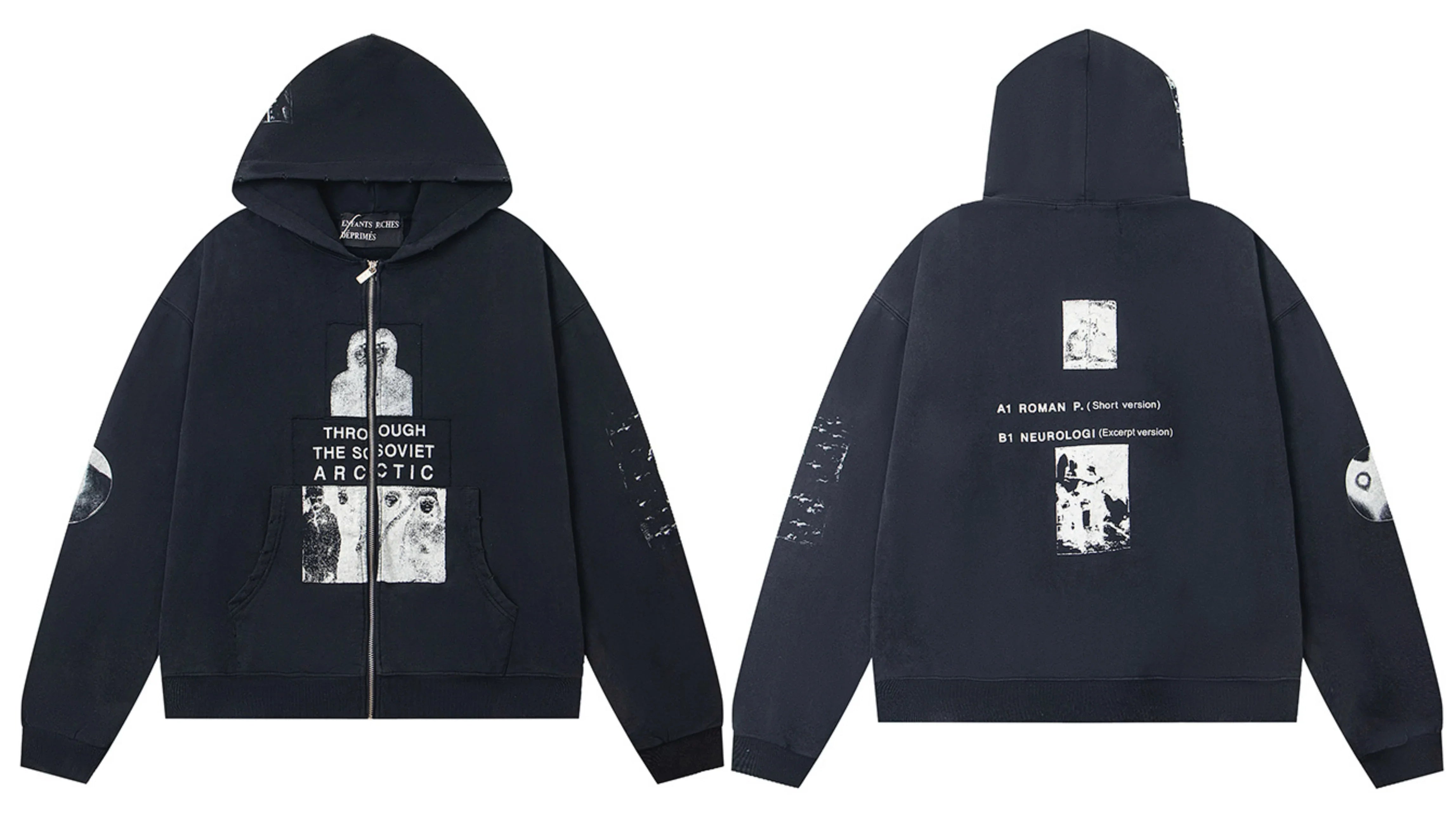Enfants Riches Déprimés "Through the Soviet Arctic" Zip-Up Hoodie - Black