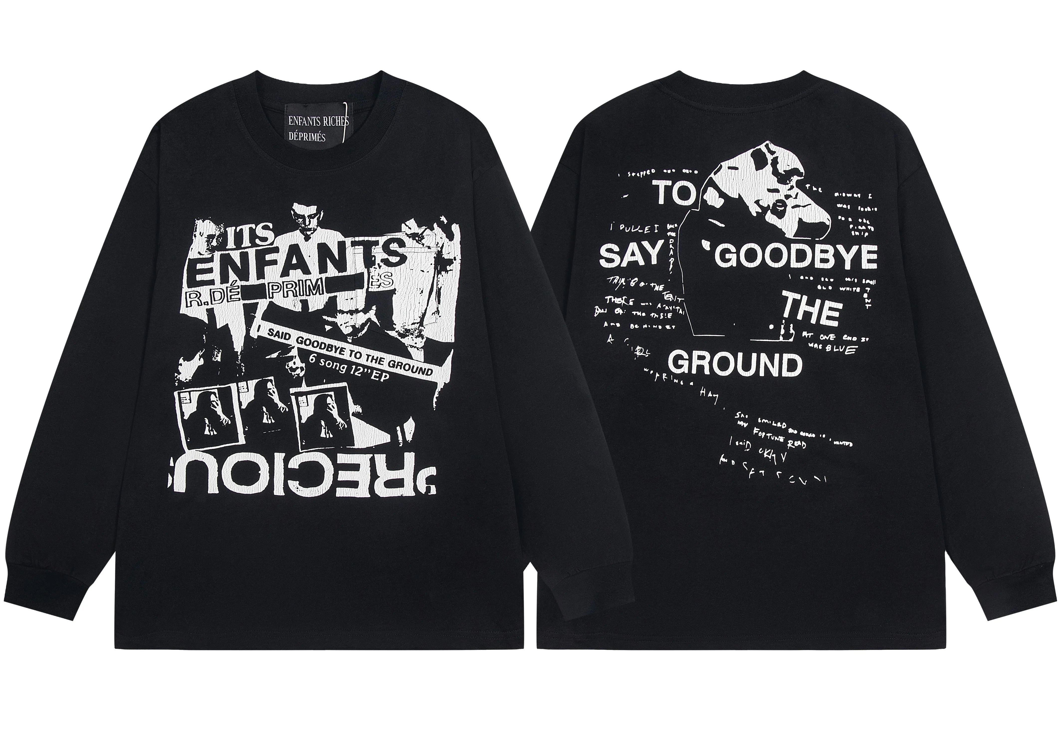 Enfants Riches Déprimés Inverted Collage & "Say Goodbye The Ground" Long-Sleeve  - Black
