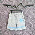 Chrome Hearts Light Gray & Light Blue Horseshoe Script Sweatshorts