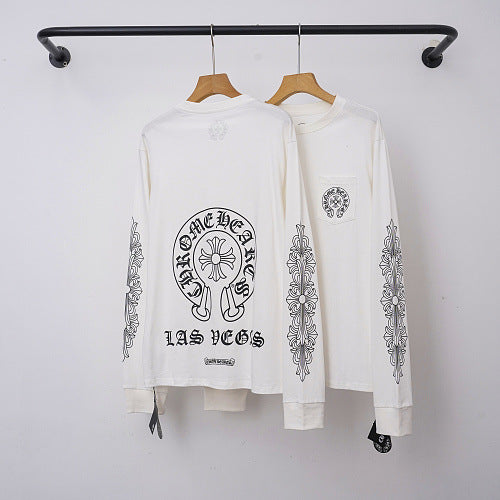 Chrome Hearts "LAS VEGAS" Horseshoe & Cross Long Sleeve (White)