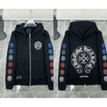 Chrome Hearts Gradient Cross Sleeve & Horseshoe Zip-Up Hoodie (Black)