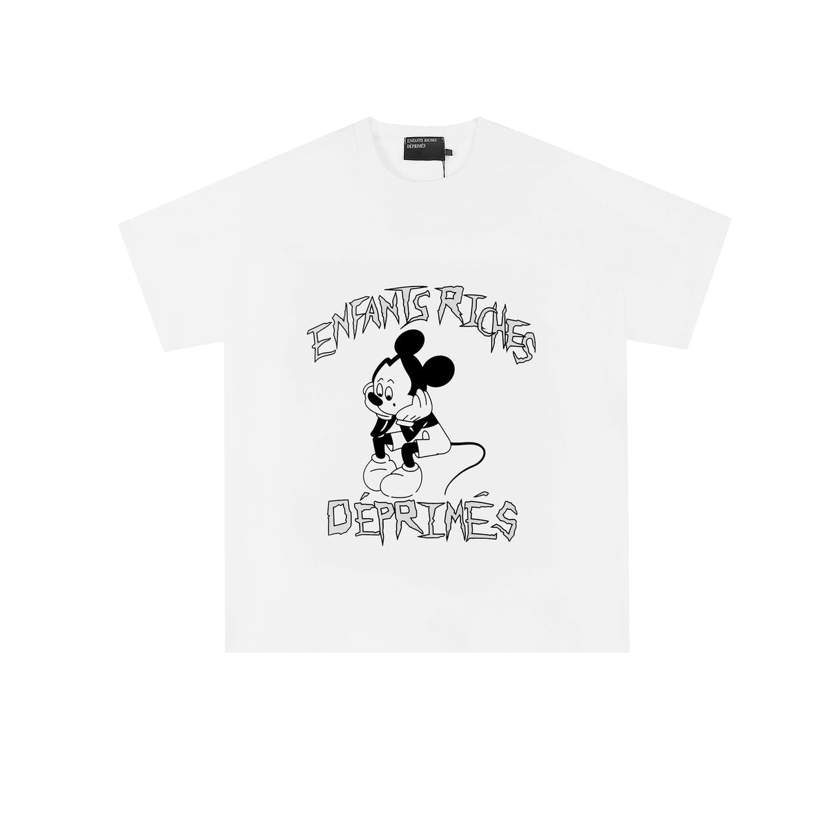 Enfants Riches Déprimés Cartoon Mouse & Gothic Typography T-Shirt - White
