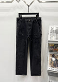 Chrome Hearts All-Black Heavy Distressed Cross Patch Denim Jeans