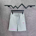 Chrome Hearts Light Gray & Pink Script Logo Sweatshorts