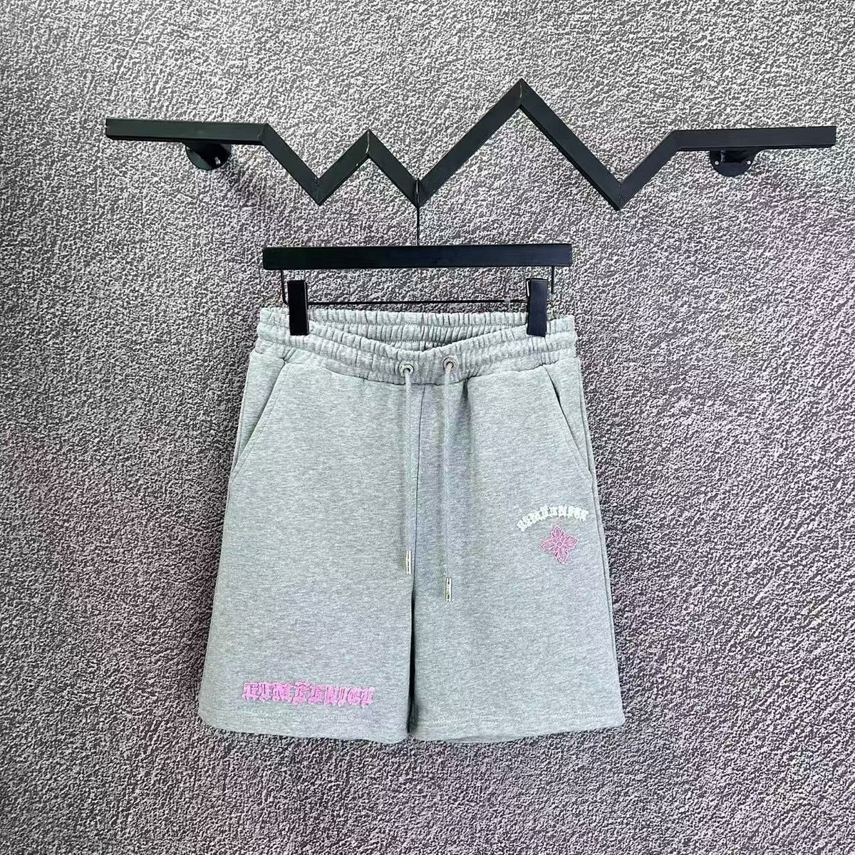 Chrome Hearts Light Gray & Pink Script Logo Sweatshorts