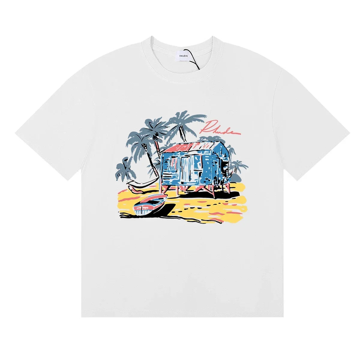 RHUDE Island Graphic Print T-Shirt - White