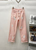 Chrome Hearts Pink Levi's 501 Cross Patch Denim Jeans