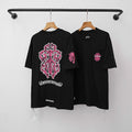Chrome Hearts Pink Floral Vine Cross T-Shirt (Black)