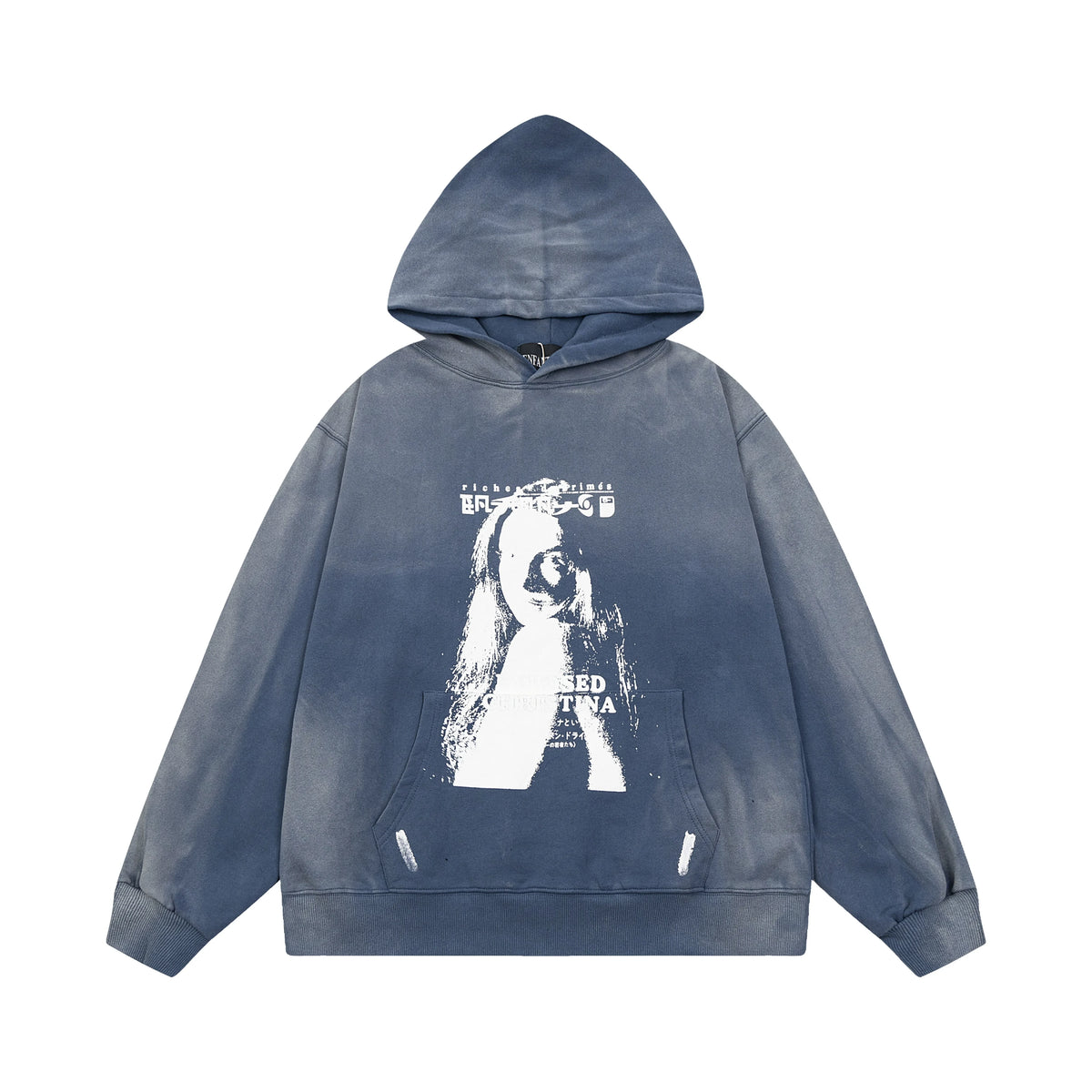 Enfants Riches Déprimés Acid-Wash Portrait Hoodie - Vintage Blue