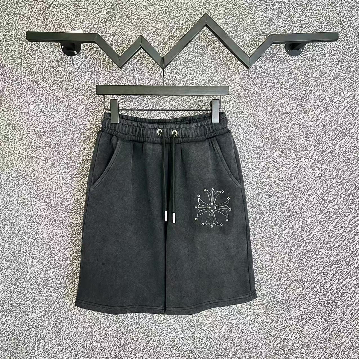 Chrome Hearts Black Heavy Wash Square Cross Patch Sweatshorts