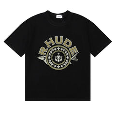 RHUDE Crest & Logo Graphic Print T-Shirt - Black