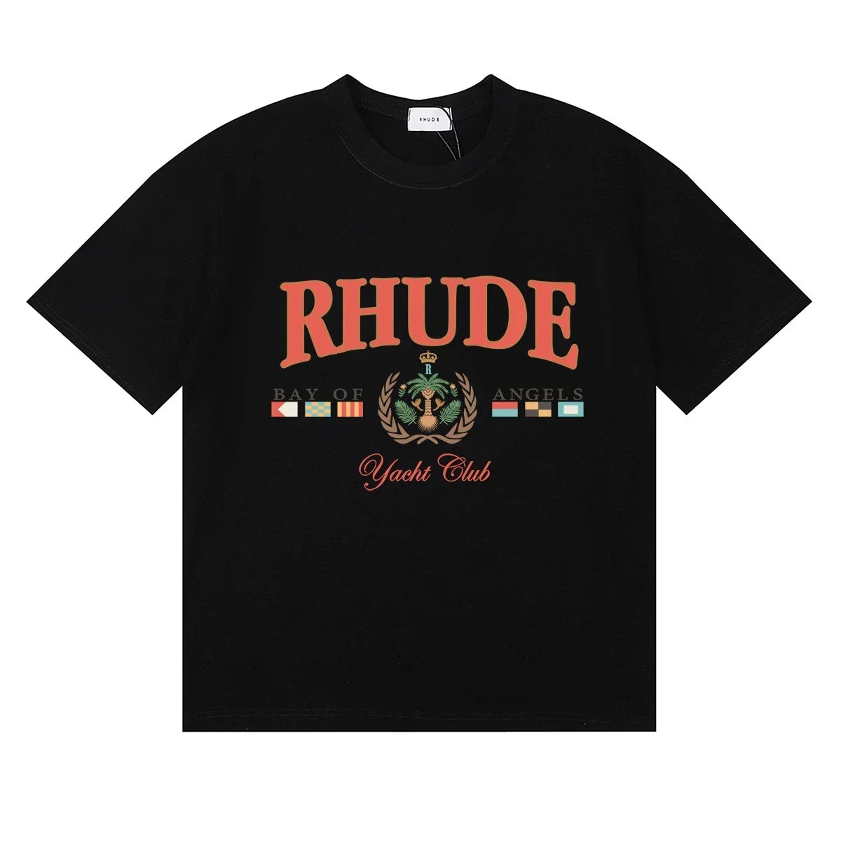 RHUDE "Bay of Angels Yacht Club" Graphic Print T-Shirt - Black