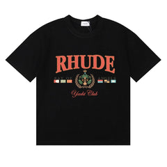 RHUDE "Bay of Angels Yacht Club" Graphic Print T-Shirt - Black