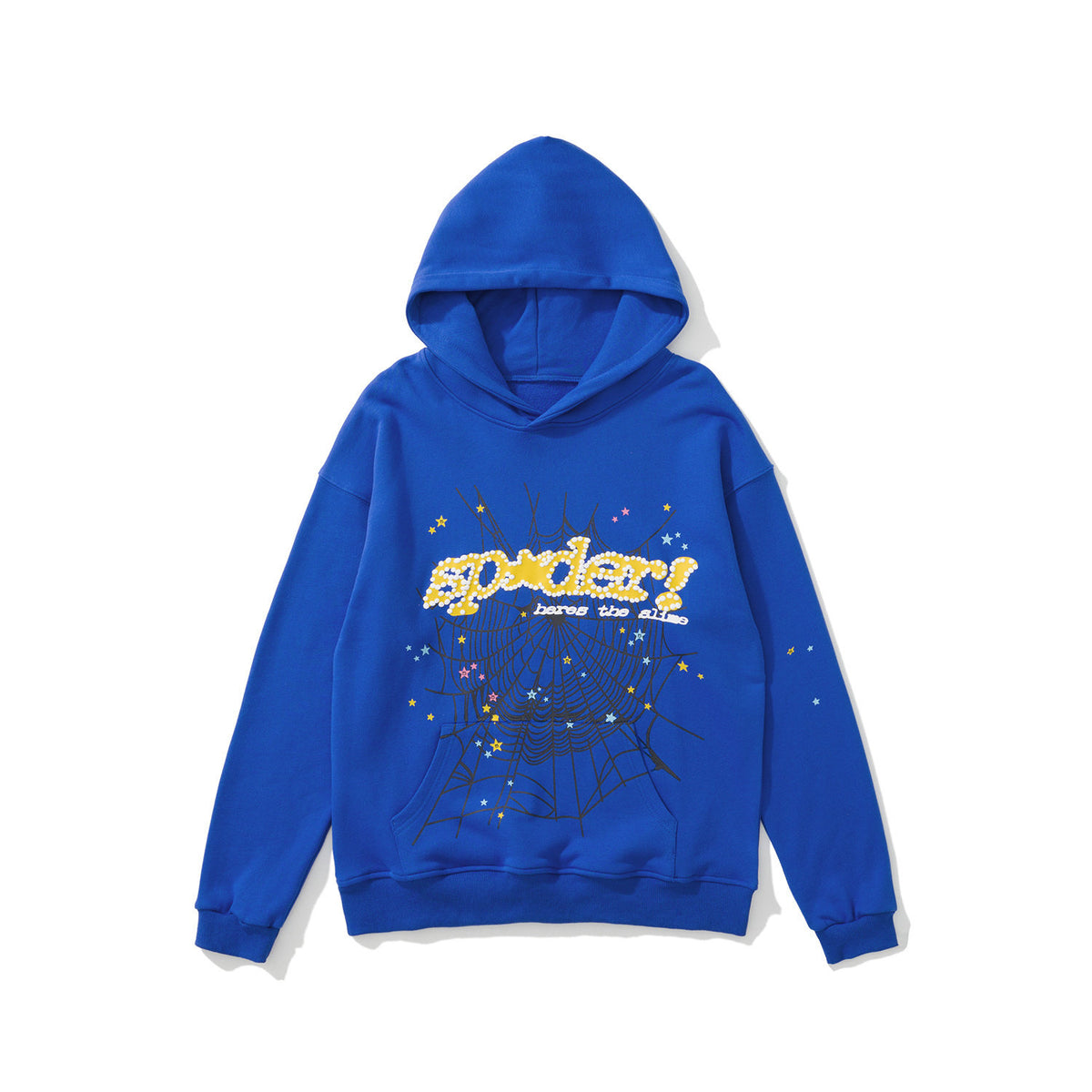 sp5der Spider Web Star Graphic Pullover Hoodie Royal Blue