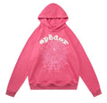 sp5der White Logo Monotone Spiderweb Pullover Hoodie Hot Pink