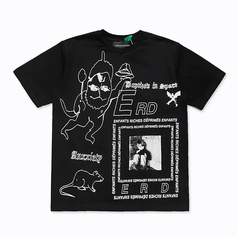 Enfants Riches Déprimés "Anxiety" All-Over Graphic T-Shirt - Black