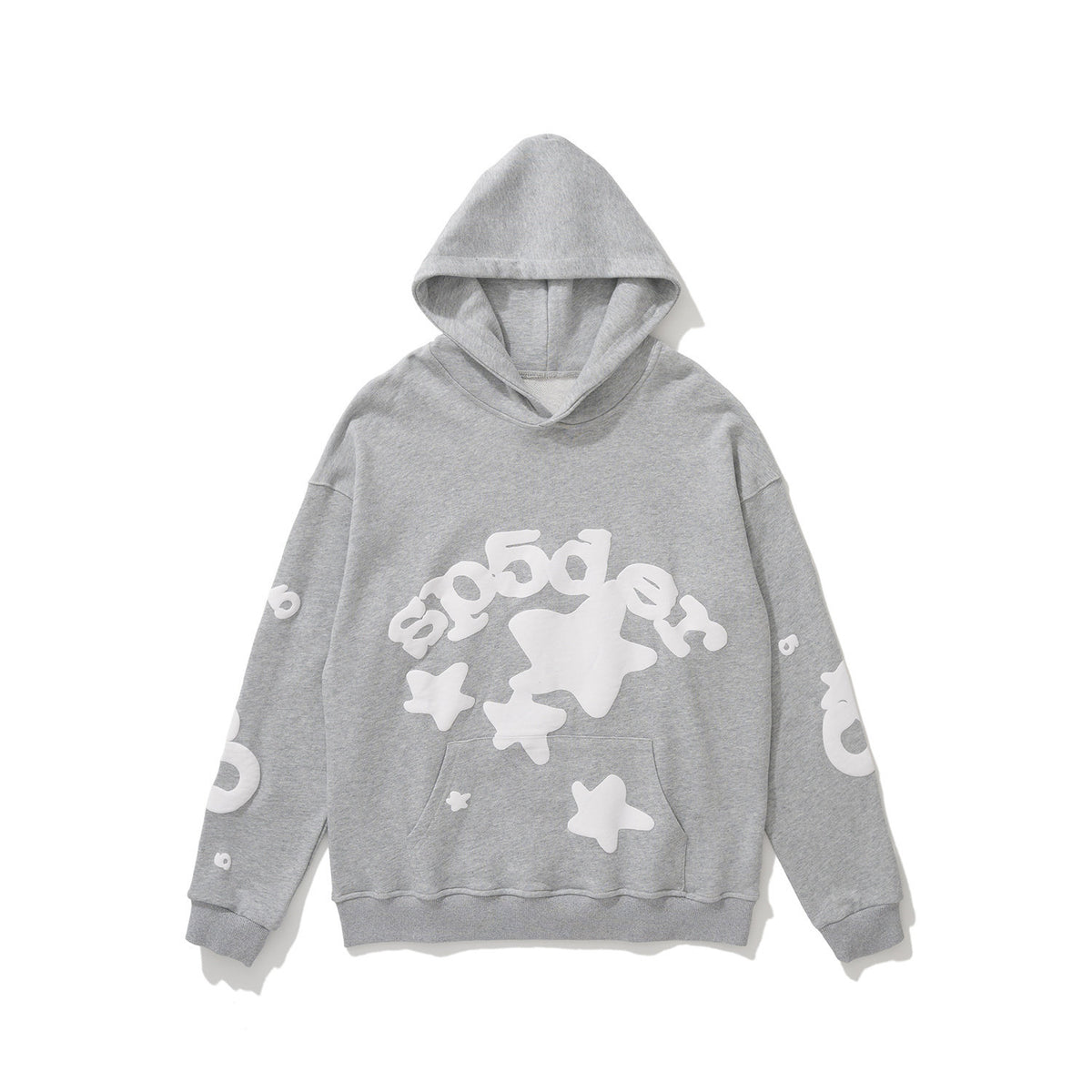 sp5der Bubble Arch Star Logo Pullover Hoodie Heather Grey
