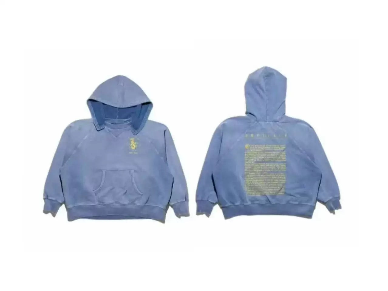Enfants Riches Déprimés Mini Logo & Back Text Block Hoodie - Washed Blue