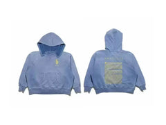 Enfants Riches Déprimés Mini Logo & Back Text Block Hoodie - Washed Blue