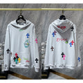 Chrome Hearts Multi-Color Cross & Graffiti Hoodie (White)