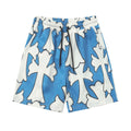 Chrome Hearts Blue & White Large Cross Print Sweatshorts