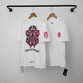 Chrome Hearts Pink Floral Vine Cross T-Shirt (White)