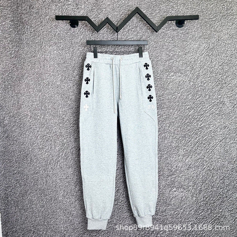 Chrome Hearts Side-Cross Applique Lounge Pants (Light Grey)
