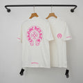 Chrome Hearts Pink Horseshoe Logo Short Sleeve T-Shirt (White)
