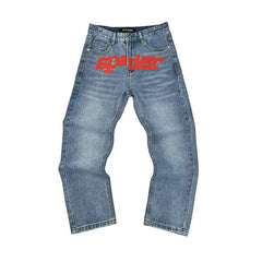 sp5der Bubble Logo Straight‑Leg Denim Jeans Two‑Tone Set