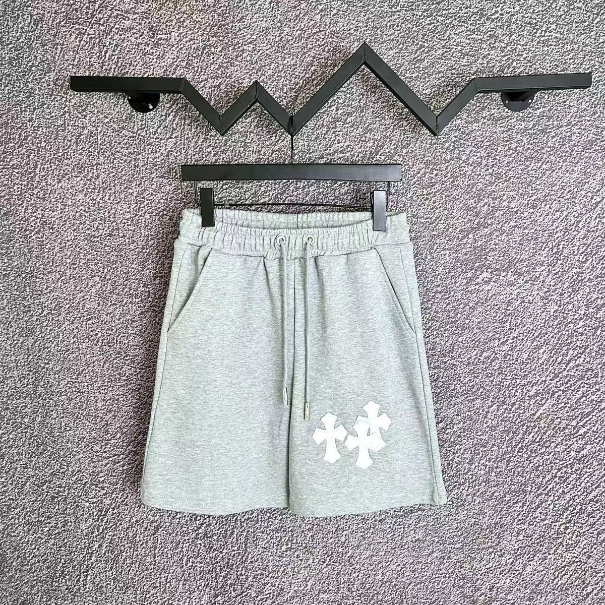 Chrome Hearts Light Gray & White Cross Patch Sweatshorts