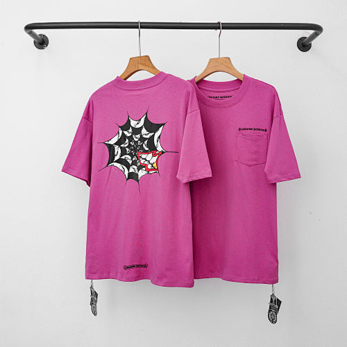 Chrome Hearts Spiderweb & Geometric Ball Graphic T-Shirt (Magenta)