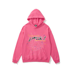 sp5der P*nk Spider Web Graphic Hoodie Hot Pink