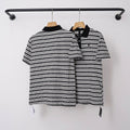 Chrome Hearts Monogram Striped Short Sleeve Polo Shirt (Black/White)