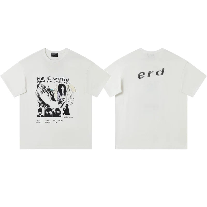 Enfants Riches Déprimés "Be Careful" Collage & Italic Back Logo T-Shirt - Cream