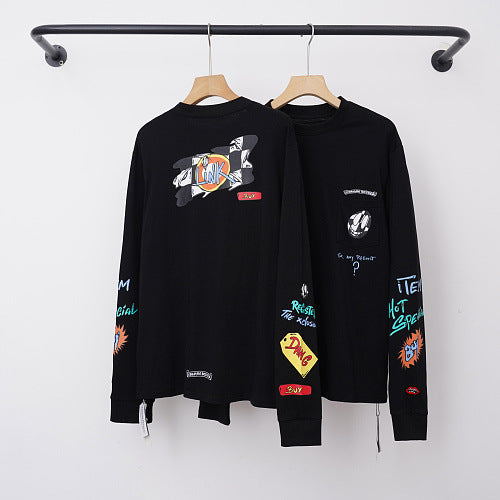 Chrome Hearts Graffiti Sticker Patch Multi-Graphic Long Sleeve (Black)