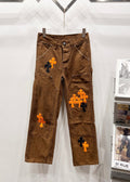 Chrome Hearts Brown & Orange-Black Cross Patch Denim Jeans