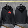 Chrome Hearts Red Floral Cross Zip-Up Hoodie (Black)
