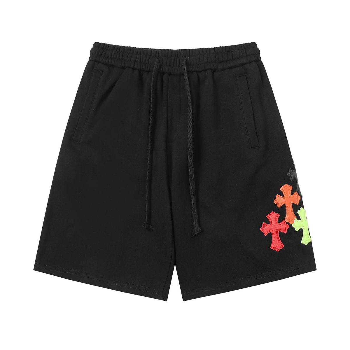 Chrome Hearts Black & Neon Multi-Color Cross Patch Sweatshorts