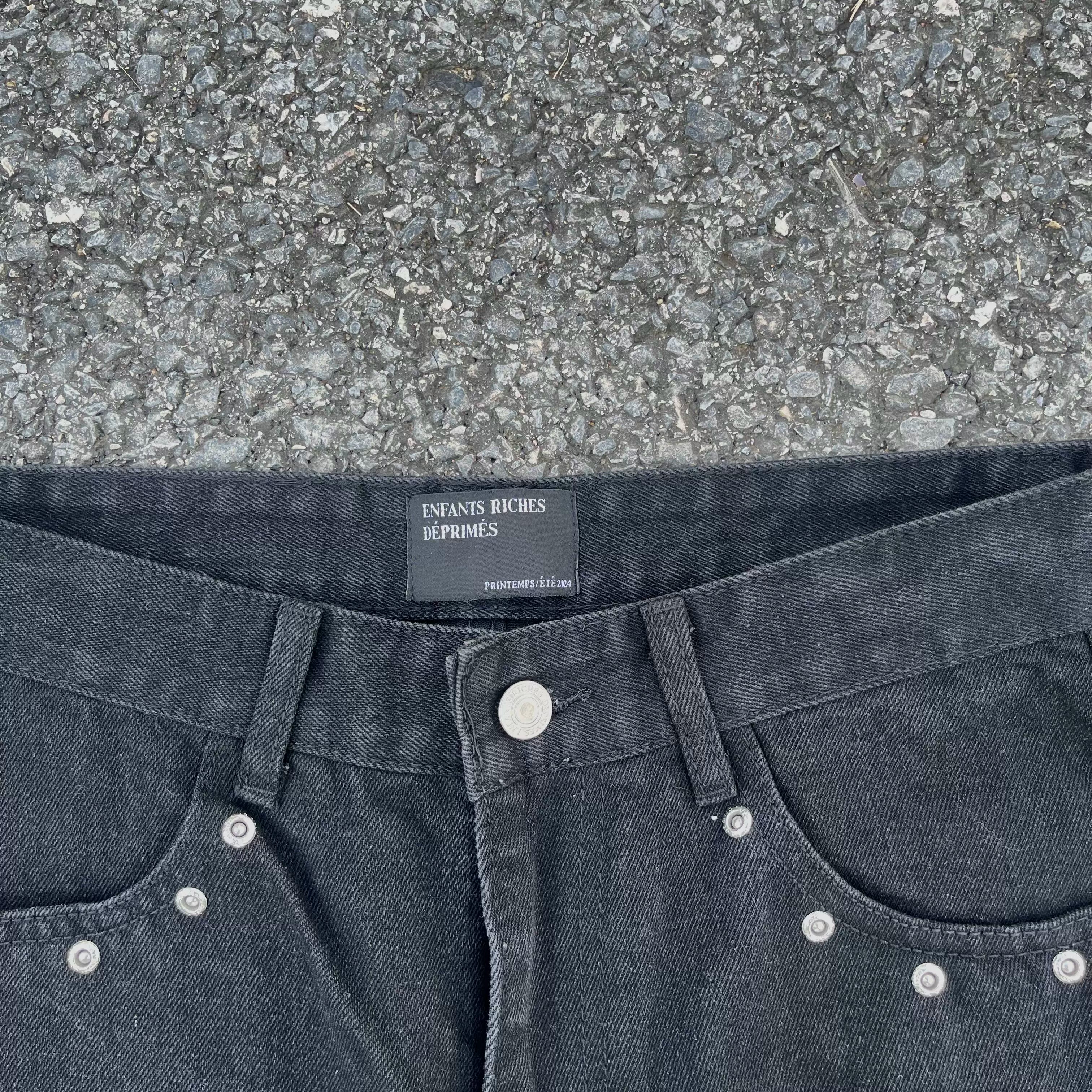 Enfants Riches Déprimés Studded Hem Flare Jeans - Dark Navy