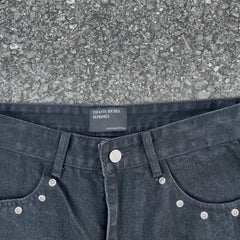 Enfants Riches Déprimés Studded Hem Flare Jeans - Dark Navy