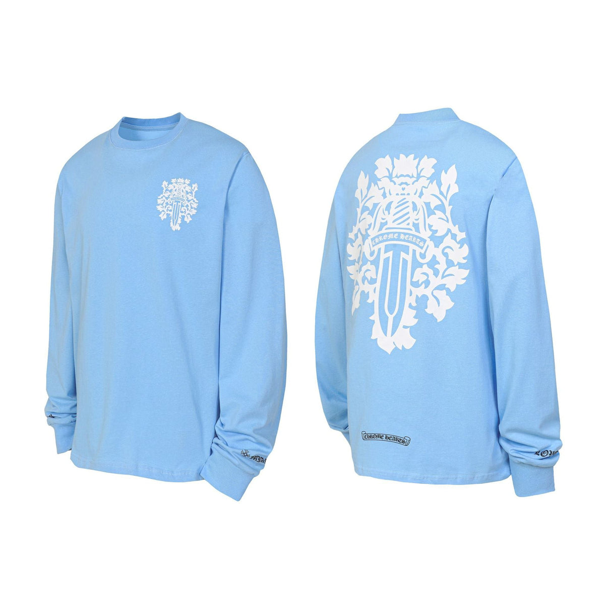 Chrome Hearts Dagger & Floral Vine Long Sleeve Sweatshirt (Light Blue)