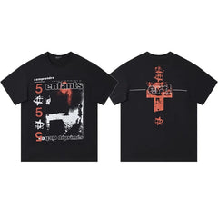 Enfants Riches Déprimés "5 Enfants" & Red Cross Back Logo T-Shirt - Black