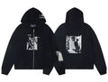 Enfants Riches Déprimés Multi-Panel Photo Zip-Up Hoodie - Washed Black