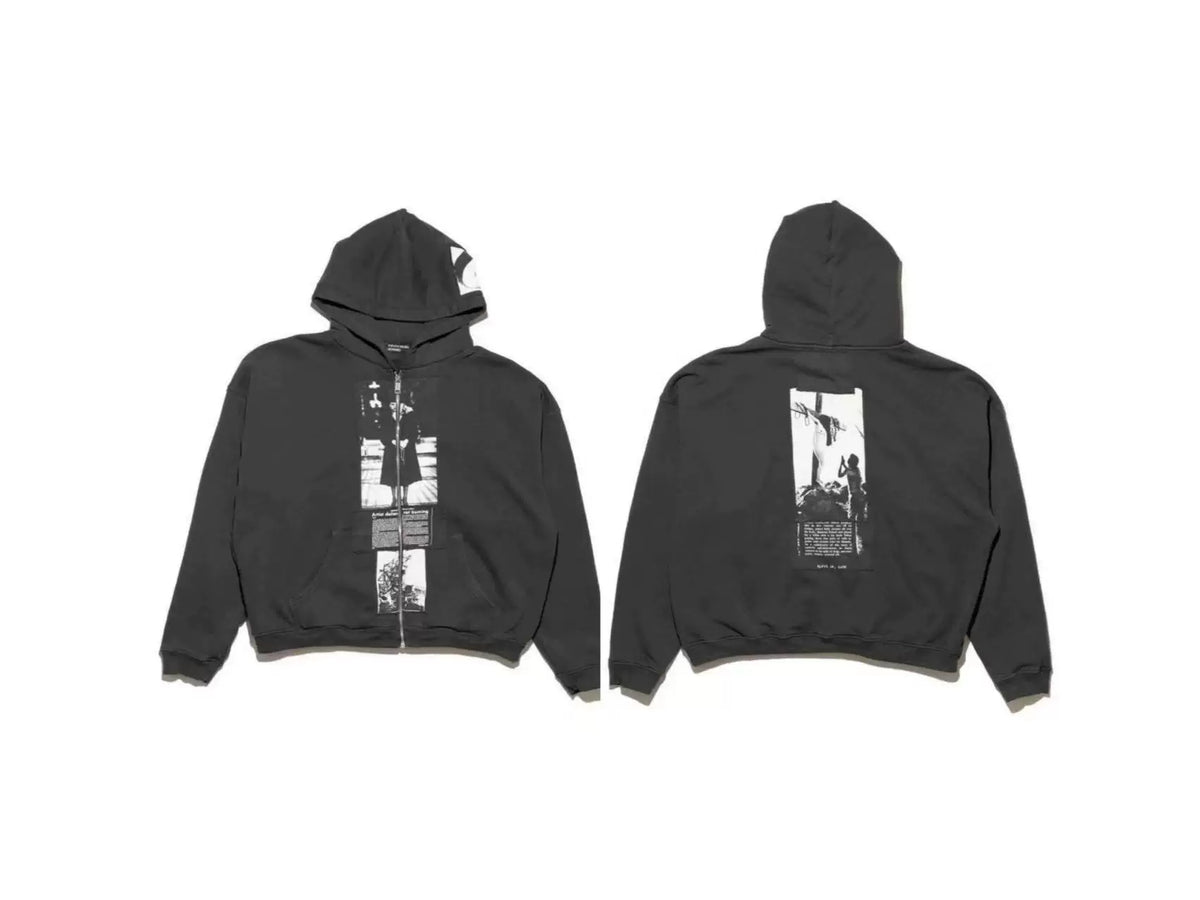 Enfants Riches Déprimés Vertical Framed Graphic Zip-Up Hoodie - Washed Black